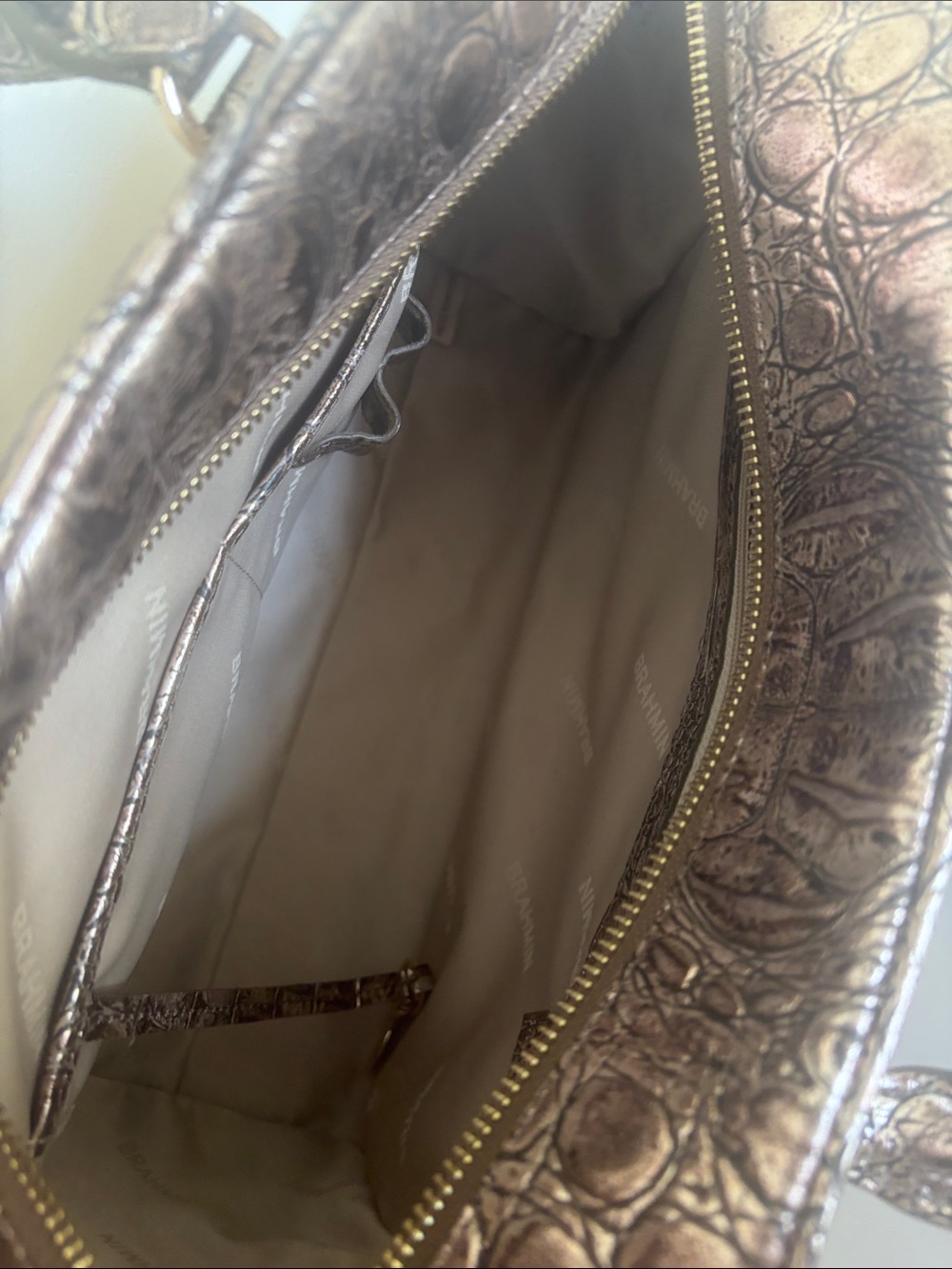 “New-ish” Brahmin Marissa Bronze Nebula Satchel with Matching Veronica Wallet. - Picture 8 of 10